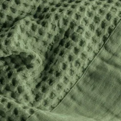 Accappatoio con Cappuccio in Nido D'Ape di Cotone con Balza di Lino - Plush