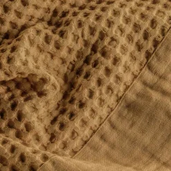 Accappatoio con Cappuccio in Nido D'Ape di Cotone con Balza di Lino - Plush