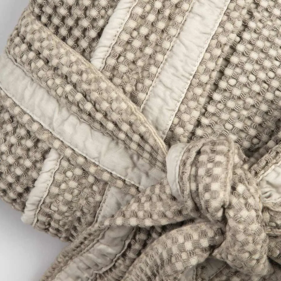Accappatoio Kimono di Lusso di Lino e Cotone, 2 Finiture Made in Italy - Kleone