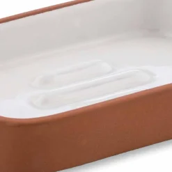 Accessori Bagno da Appoggio in Terracotta e Ceramica Bianca - Terracotta