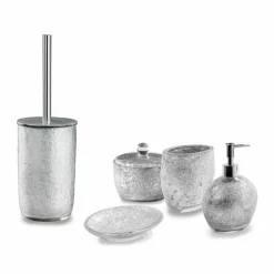 Accessori Bagno in Resina Rivestita in Foglia Argento - Argentino