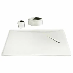 Accessori per Scrivania da Ufficio in Cuoio, 4 Pezzi, Made in Italy - Ebe