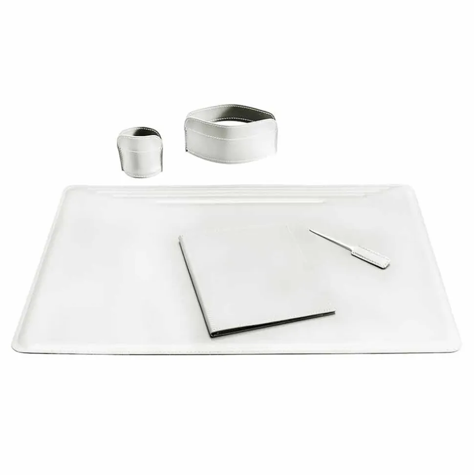 Accessori per Scrivania in Cuoio da 5 Pezzi Made in Italy - Ebe