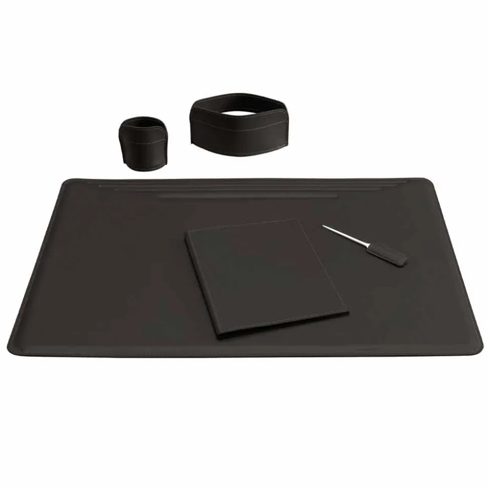 Accessori per Scrivania in Cuoio da 5 Pezzi Made in Italy - Ebe