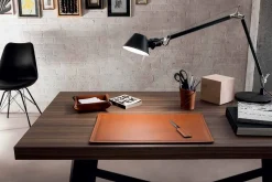 Accessori Scrivania in Cuoio Rigenerato, 4 Pezzi, Made in Italy - Ascanio