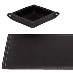 Accessori Scrivania in Cuoio Rigenerato, 4 Pezzi, Made in Italy - Ascanio