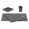 Accessori Scrivania Ufficio in Cuoio Rigenerato, 5 pz, Made in Italy  - Ascanio