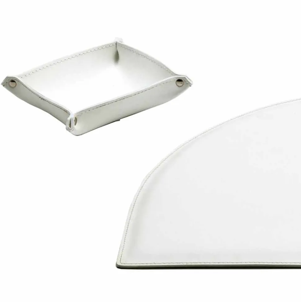 Accessori Ufficio per Scrivania in Cuoio Rigenerato, Made in Italy- Medea
