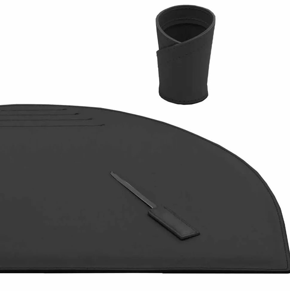 Accessori Ufficio per Scrivania in Cuoio Rigenerato, Made in Italy- Medea