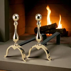 Alari per il Camino in Ottone Altezza 32 cm Made in Italy - Orso
