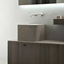 Alto Lavabo Quadrato in Pietra di Design Moderno da Appoggio - Farartlav1