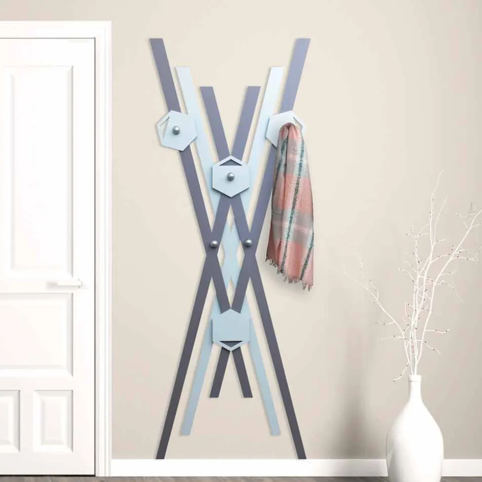 Appendiabiti a Muro Design Moderno Legno Colorato per Ingresso - Picasso