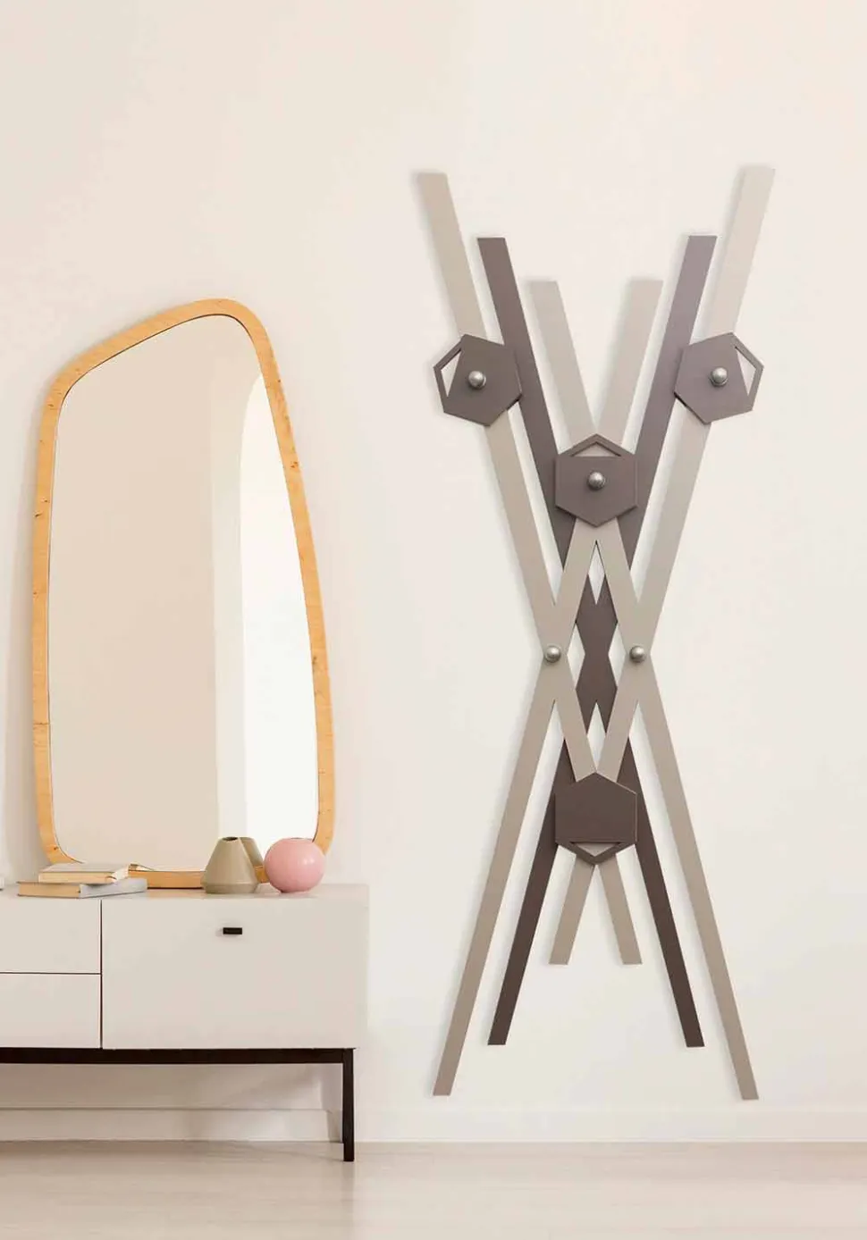 Appendiabiti a Muro Design Moderno Legno Colorato per Ingresso - Picasso