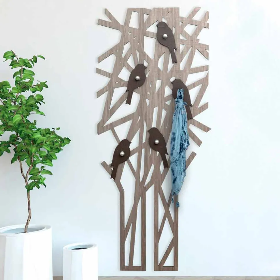Appendiabiti da Muro in Legno Colorato dal Design Moderno - Alberuccell