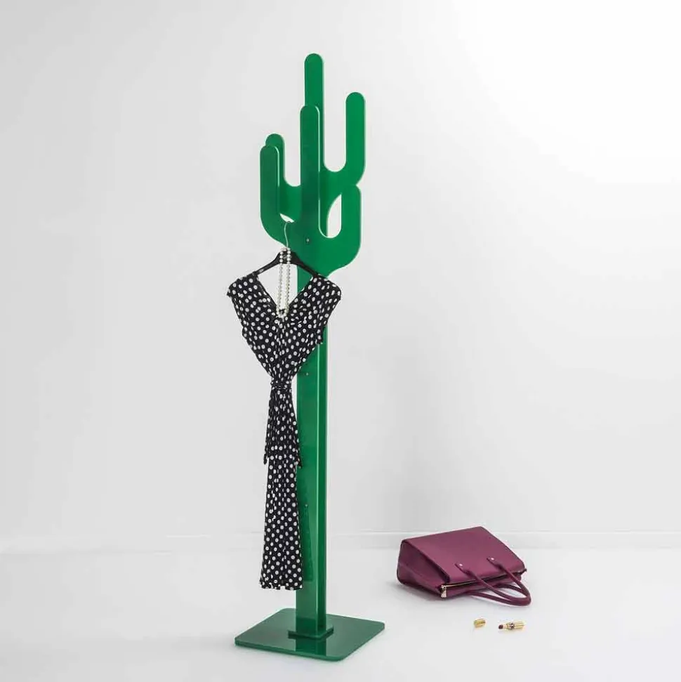 Appendiabiti da terra design moderno verde Cactus, made in Italy