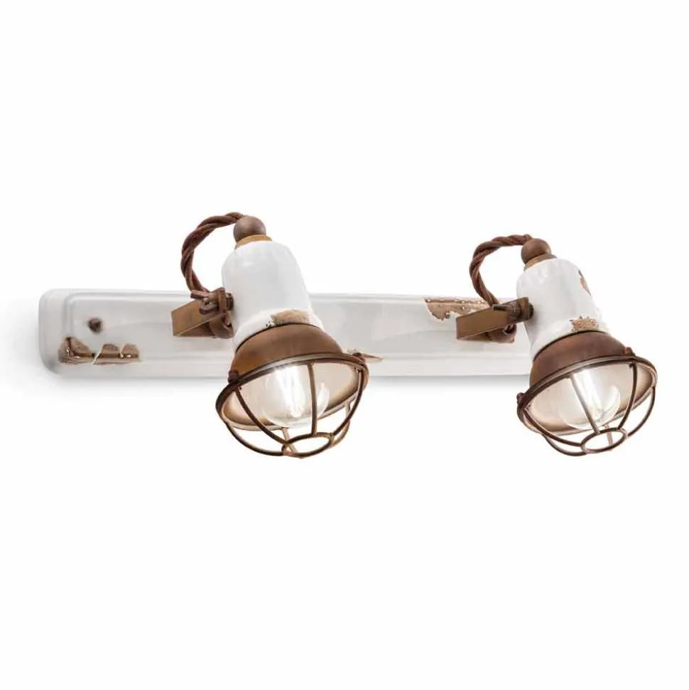 Applique a due faretti orientabili Amelia Ferroluce artigianale
