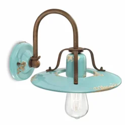Applique a faretto country in metallo e ceramica Gladys Ferroluce
