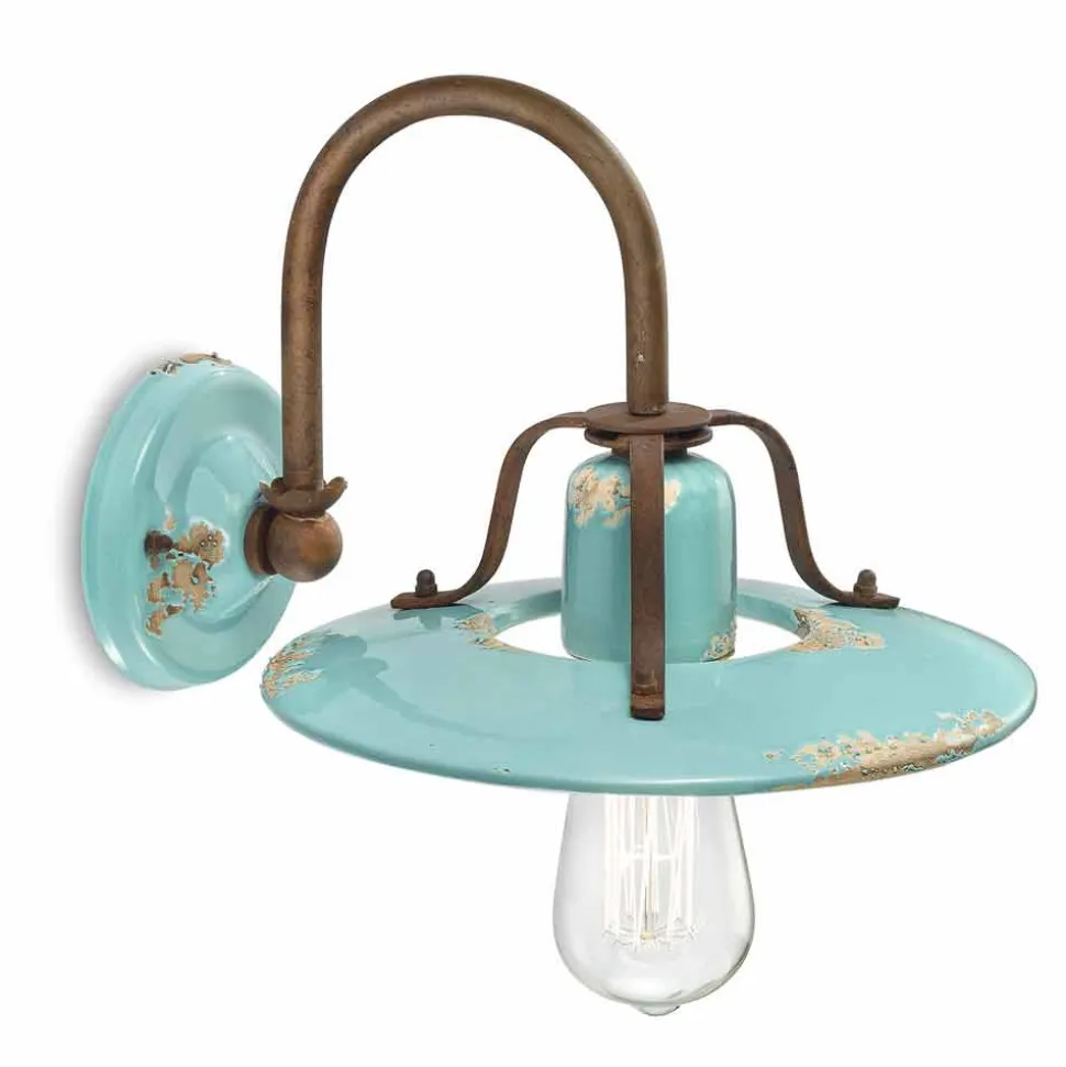 Applique a faretto country in metallo e ceramica Gladys Ferroluce