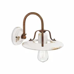 Applique a faretto country in metallo e ceramica Gladys Ferroluce