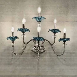 Applique a 6 Luci Classica in Vetro, Cristallo e Metallo Lusso - Flanders
