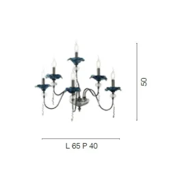 Applique a 6 Luci Classica in Vetro, Cristallo e Metallo Lusso - Flanders