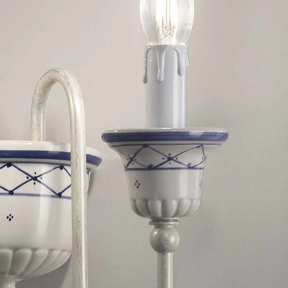 Applique a Muro a 2 Luci in Ceramica e Ottone Dipinta a Mano - Sanremo