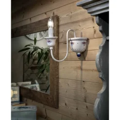 Applique a Muro Artigianale in Ceramica e Ottone Dipinta a Mano - Sanremo