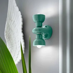 Applique a Muro in Ceramica con 2 Luci Made in Italy - Berimbau