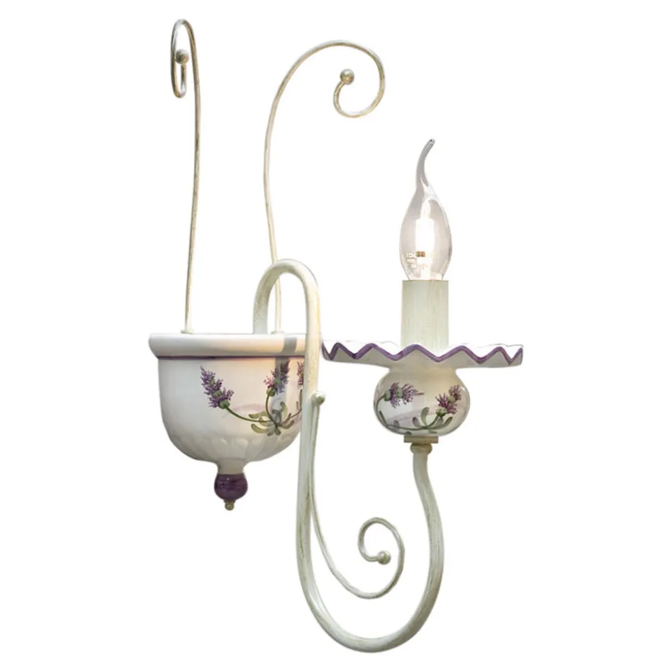 Applique a Muro in Ceramica Dipinta a Mano e Ottone Verniciato - Sanremo