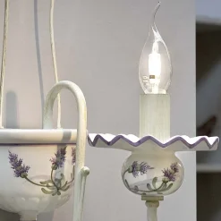 Applique a Muro in Ceramica Dipinta a Mano e Ottone Verniciato - Sanremo
