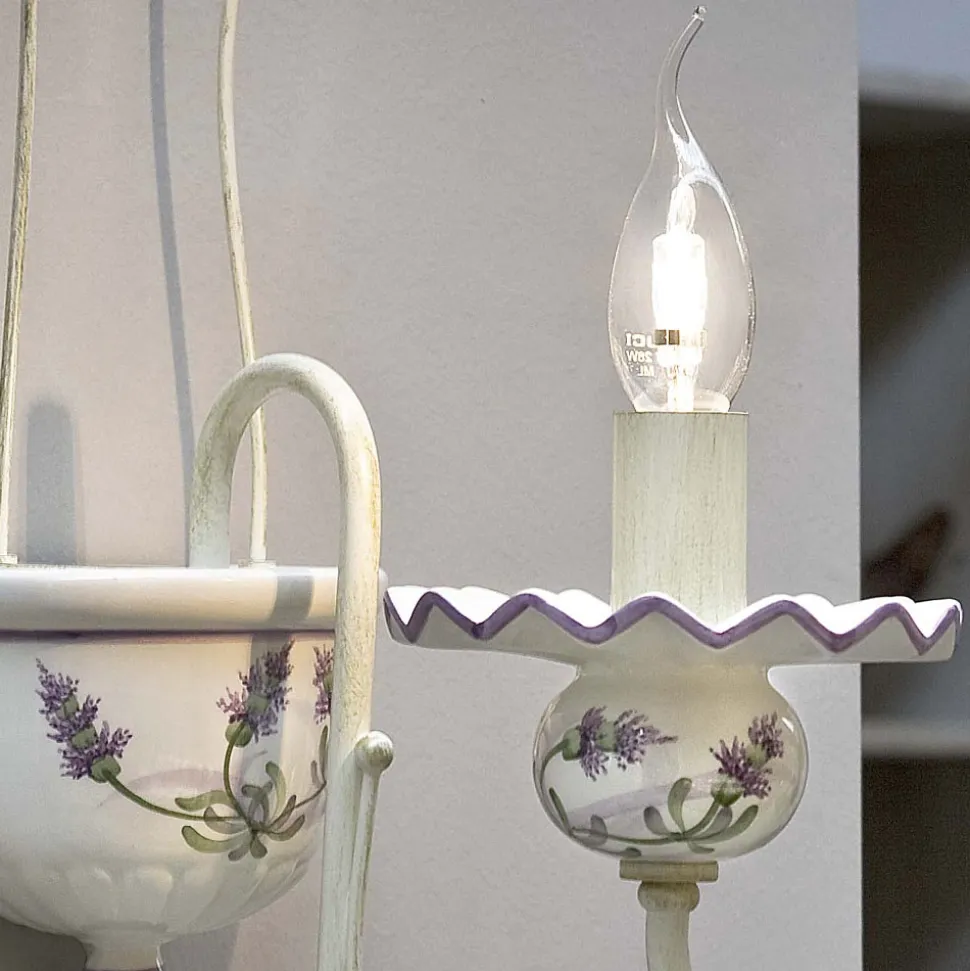 Applique a Muro in Ceramica Dipinta a Mano e Ottone Verniciato - Sanremo