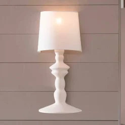 Applique a Muro in Ceramica Verniciabile e Paralume in Lino Bianco - Cadabra