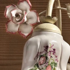 Applique a Muro in Metallo e Ceramica Decorata a Mano con Rosa - Pisa