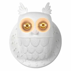 Applique a Muro 2 Luci in Ceramica Bianca Opaca Design Moderno Civetta - Gufo