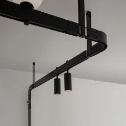 Applique a Parete di Design in Alluminio Nero con Sfere e Faretti - Esodo