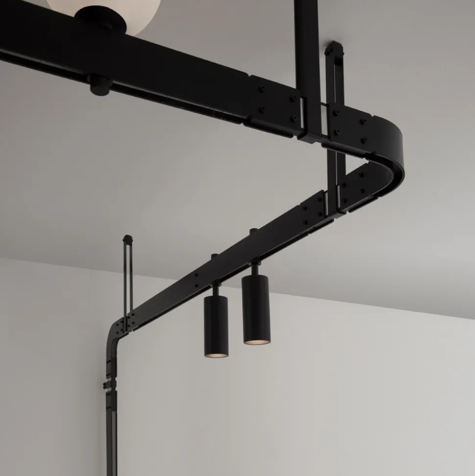 Applique a Parete di Design in Alluminio Nero con Sfere e Faretti - Esodo