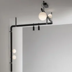 Applique a Parete di Design in Alluminio Nero con Sfere e Faretti - Esodo