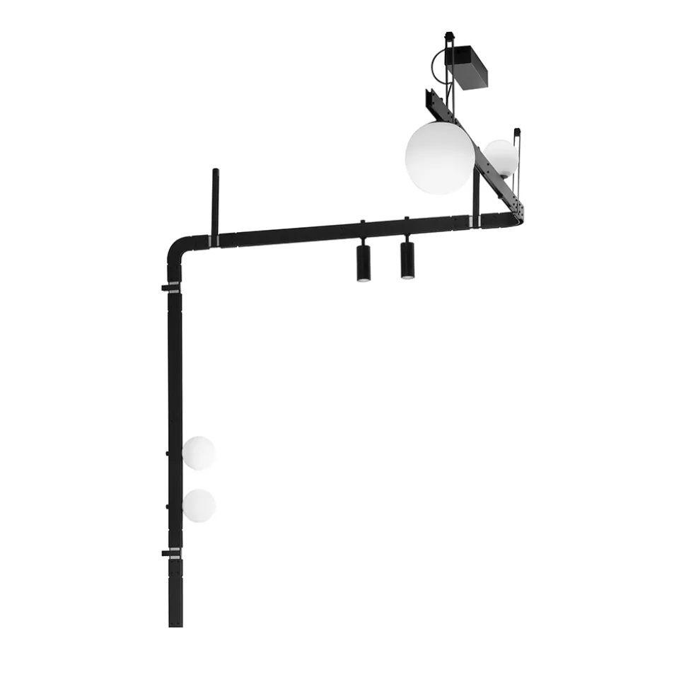 Applique a Parete di Design in Alluminio Nero con Sfere e Faretti - Esodo