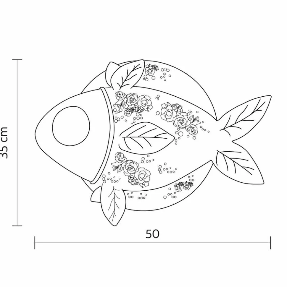 Applique a Parete in Ceramica Bianca Opaca Design a Pesce Decorato - Pesce