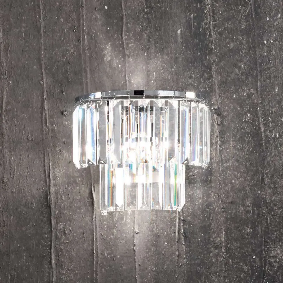 Applique Classica in Metallo Argento con Pendenti in Cristallo - Jerome