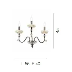 Applique Classica 3 Luci in Porcellana e Vetro Soffiato Lusso - Eteria