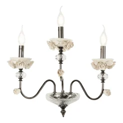 Applique Classica 3 Luci in Porcellana e Vetro Soffiato Lusso - Eteria