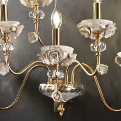 Applique Classica 6 Luci in Porcellana e Vetro Soffiato Lusso - Eteria