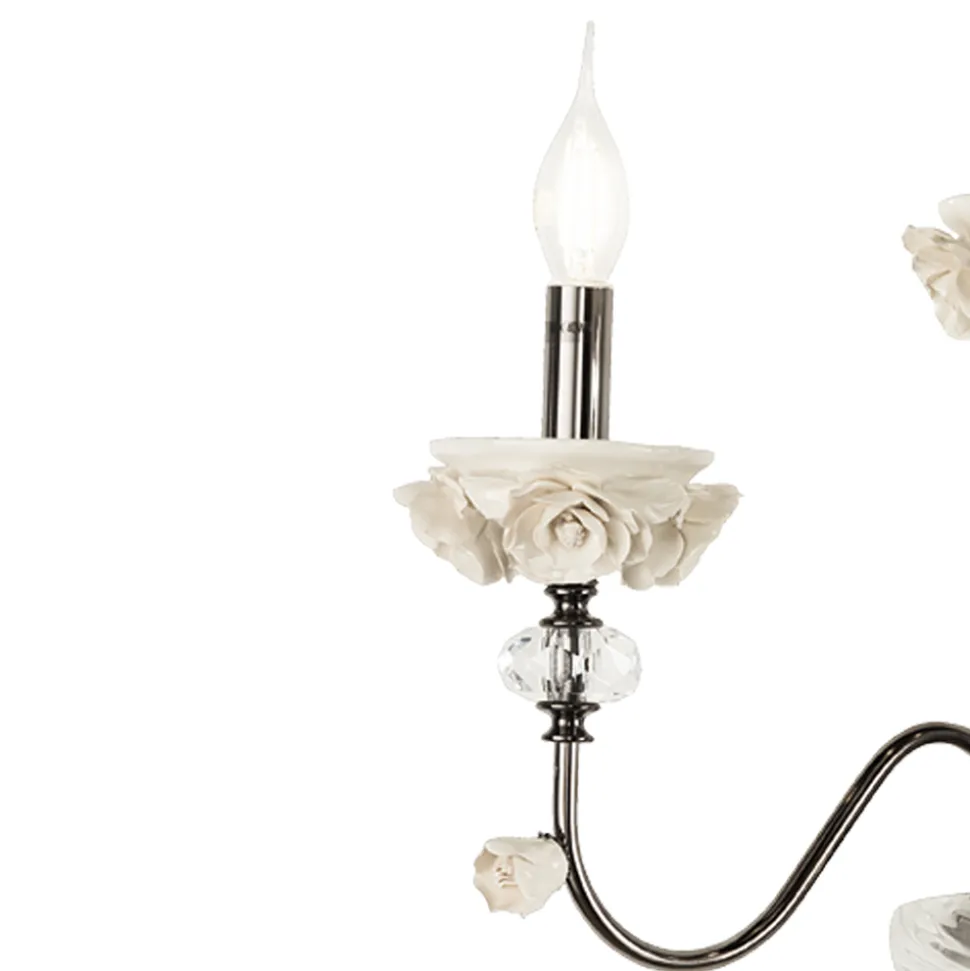Applique Classica 6 Luci in Porcellana e Vetro Soffiato Lusso - Eteria