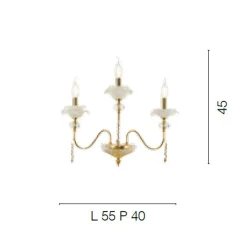 Applique Classica 3 Luci in Vetro, Cristallo e Metallo di Lusso - Flanders
