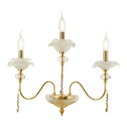Applique Classica 3 Luci in Vetro, Cristallo e Metallo di Lusso - Flanders