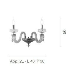 Applique Classica 2 Luci Vetro Artigianale Lusso Made in Italy - Saline