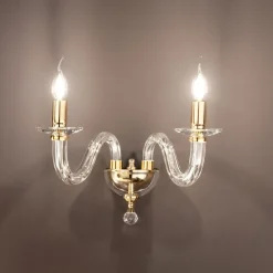 Applique Classica 2 Luci Vetro Italiano Lavorato a Mano e Metallo - Rapallo