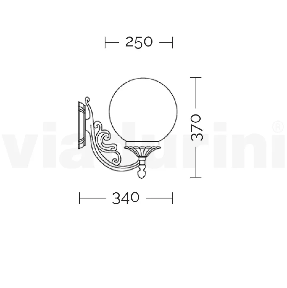 Applique con Sfera in Acrilico e Struttura in Alluminio Pressofuso - Trovanero