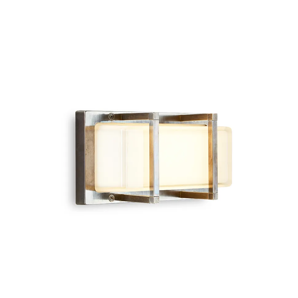 Applique da Esterno in Ottone, E27 e Stile Geometrico Made in Italy - Cristallo